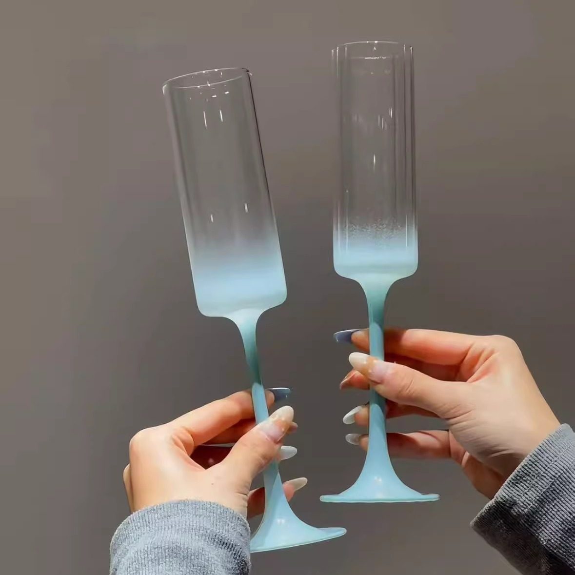 高颜值情侣结婚高硼硅高脚杯礼盒敬酒新婚礼物家用ins香槟红酒杯