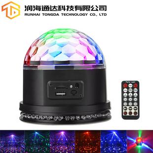 红绿蓝黄紫白六色舞台迪斯科灯七彩声控遥控MP3音乐水晶魔球灯