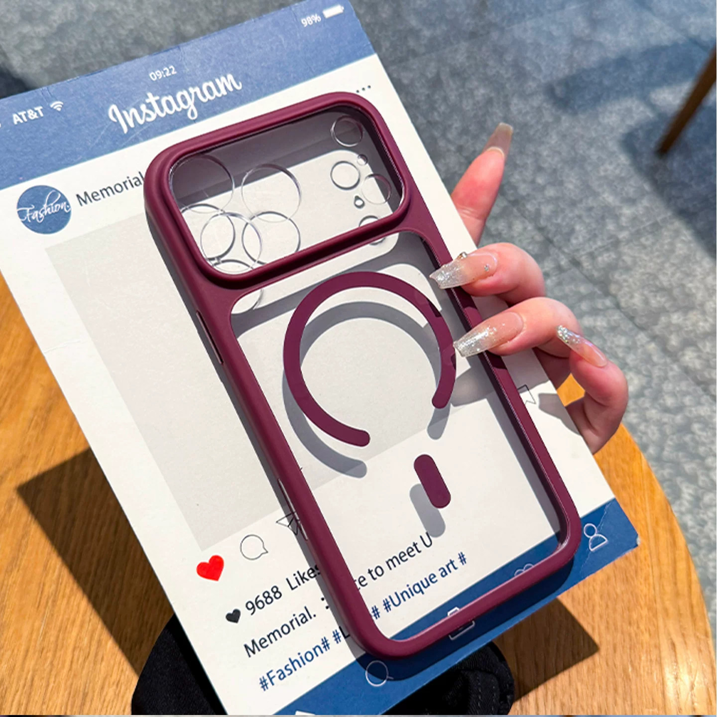 适用于苹果18pro手机壳勃艮第红透明磁吸充电iPhone18promax精孔防摔17pro新款爆款高级感16pm保护壳15流行14