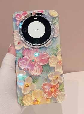 新款点钻油画粉色花朵适用华为prua70pro+手机壳女mate70pro小清新mate50高级感P70小众mt60硅胶防摔保护套