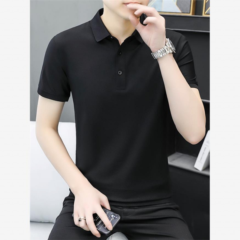 男士polo衫夏季新款棉纯色简约休闲上衣男装有领短袖t恤男白色T