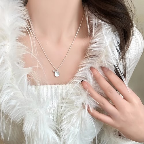 EmoPluto「暖冬来信」方糖锆石毛衣链超仙小众设计吊坠温柔风项链