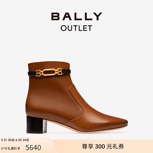 BALLY 巴利女士DOROTI 官方正品 45棕色高跟皮靴短帮靴6239406