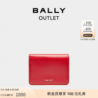 【官方正品】BALLY/巴利官方正品女士红色皮革名片夹6236543