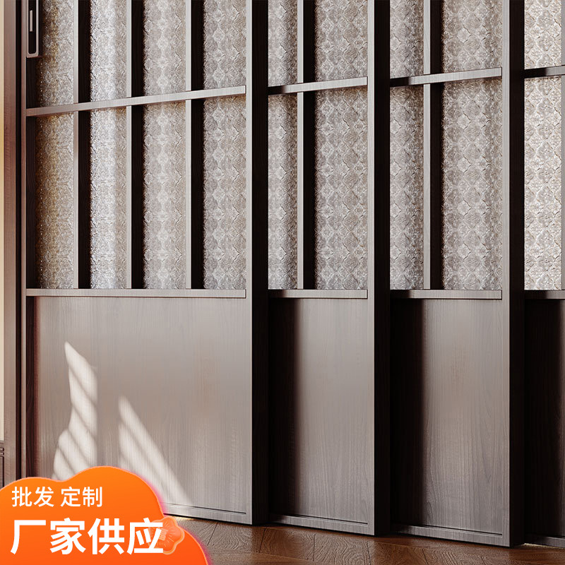 钛镁合金推拉门隔断吊轨门厨房阳台客厅三联动移门室内门新中式