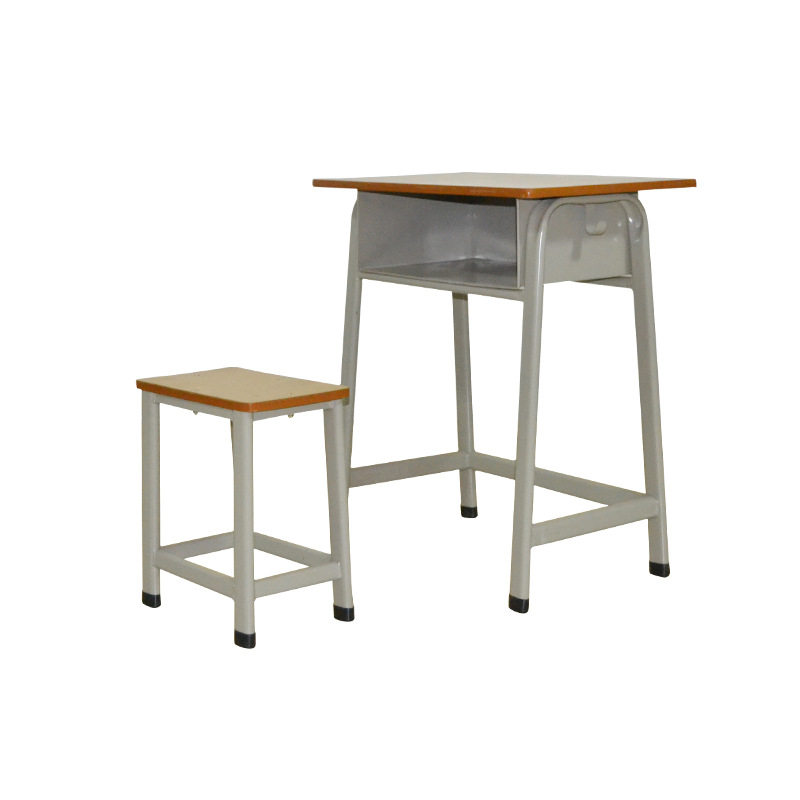 实木课桌椅单人普通虎皮纹学校学生课桌椅舒适现代学习单人课桌椅