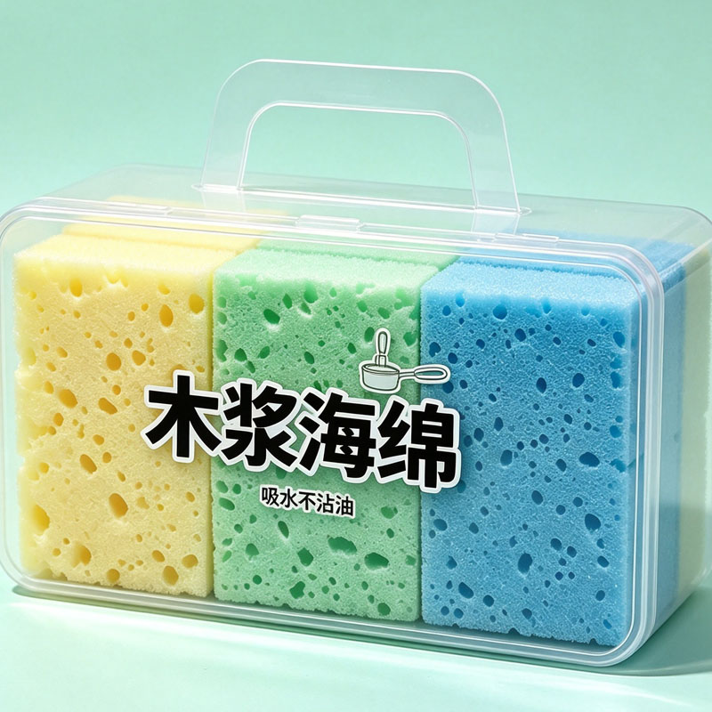 天然木浆棉百洁布洗碗海绵块吸水魔力擦清洁强力去污厨房洗碗刷锅