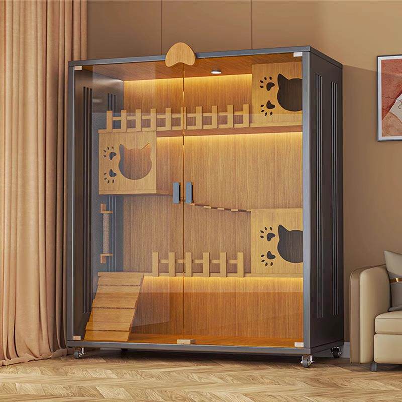 拉车套罩猫别墅实木猫窝家用室内猫笼子超大空间爬一体猫咪猫舍猫屋豪