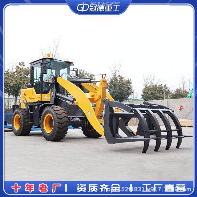 柴油小铲车四驱抓木机家用养殖加长臂矮脚虎装粮王30型装载机