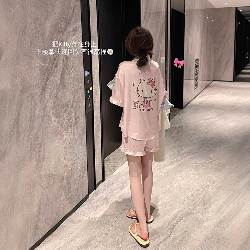 高级感HelloKitty冰丝睡衣女夏季