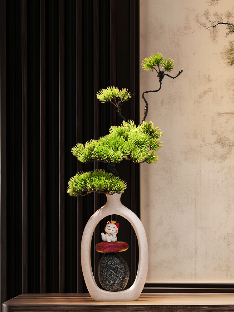 入门玄关时来运转花瓶摆件桌面高级感创意家居客厅壁龛竖高装饰品