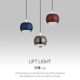 北欧极简网红吧台背景墙高级感主卧室床头灯升降高度可调节小吊灯