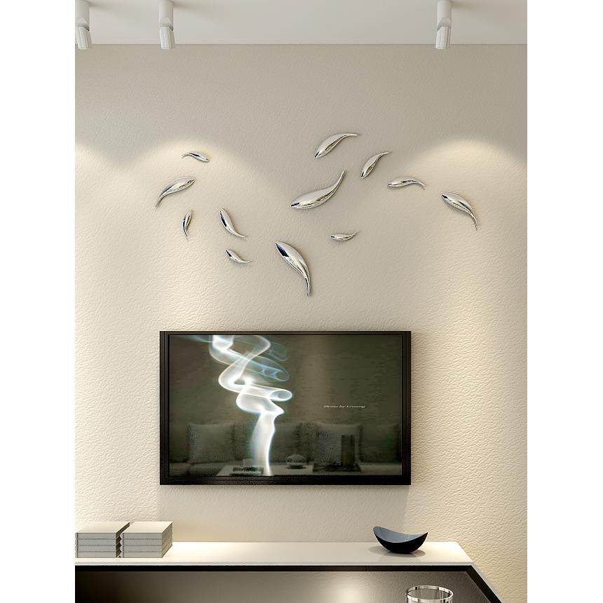 优雪创意立体墙上墙面装饰品客厅电视背景墙沙发挂件壁饰鱼免打孔