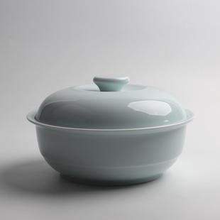 仿宋纯色餐具 山水一间家用陶瓷汤锅9寸带盖大汤碗中式