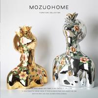 MOZUO墨佐設(shè)計(jì)師款花季少女人物雕塑家居擺件樹脂彩繪藝術(shù)裝飾品