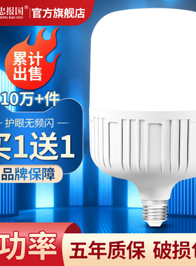 led灯泡节能灯家用超亮e27螺纹口白暖光室内防水大功率照明球炮灯