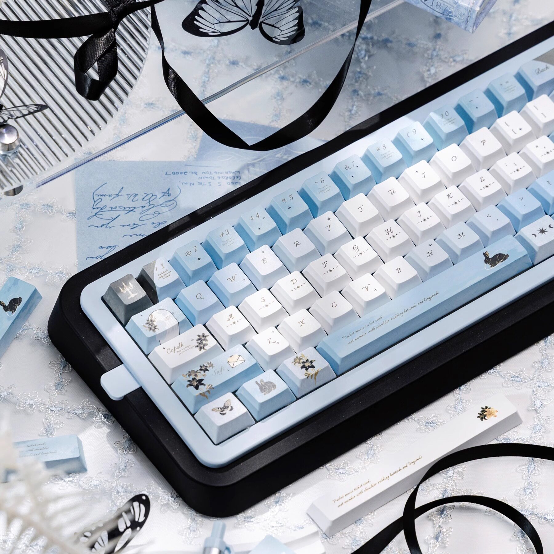 芝柿猫野百合手札键帽复古pbt+pc