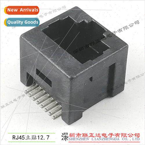 Black Vertical Patch RJ45 Network Socket Gray 180 Degree Net