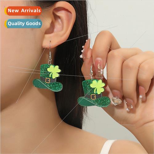 Green cky Four Leaf Clover Hat Irish St. Patrick Day Straw O图片