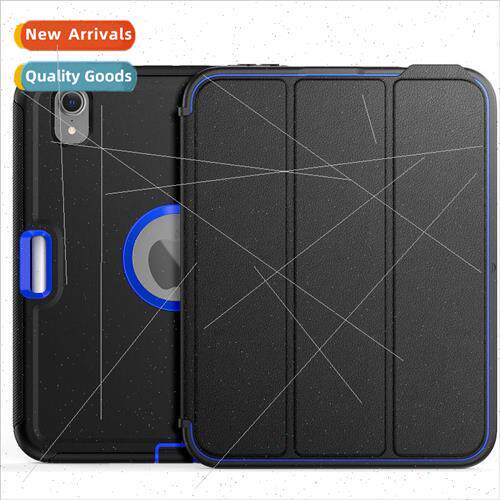 适用iPad mini6 pen slot smart hibernation tri-fold stleather
