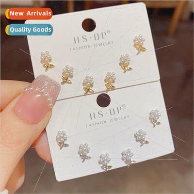 Sweet fashion millet beads flower earrings set s925 silver p