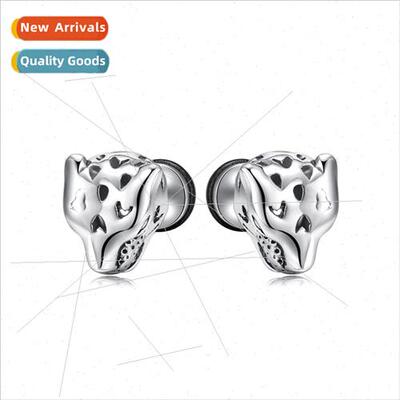 Europe hip-hop titanium steel cheetah earrings stainless ste