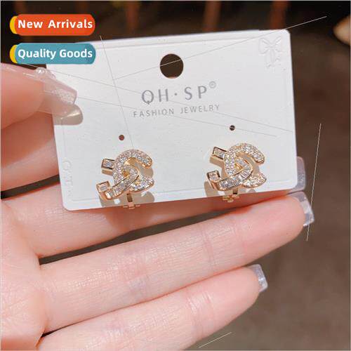New tide retro zirconia double C ear clips whout ear holes f