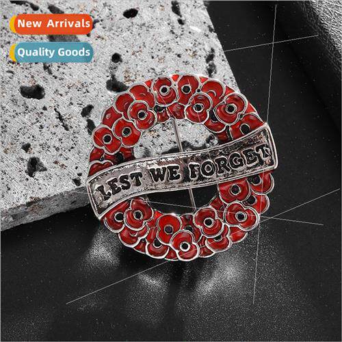 Crimson Oil Poppy Corsage Wreath Brooch UK Remembrance Corsa