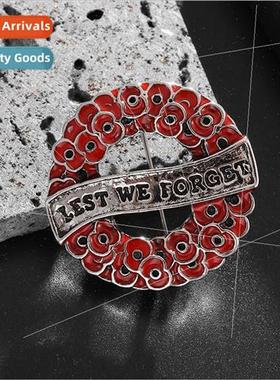 Crimson Oil Poppy Corsage Wreath Brooch UK Remembrance Corsa