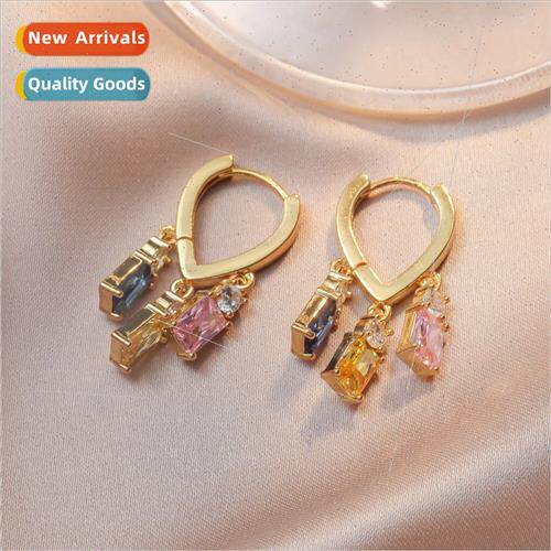 che colorful zirconia earrings female ins tide simple ear bu