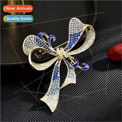 New elegant Europe exquise full zirconium bow coat brooch ve