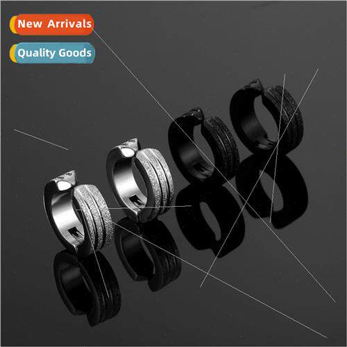 Europe punk black frosted geometric earrings whout ear holes