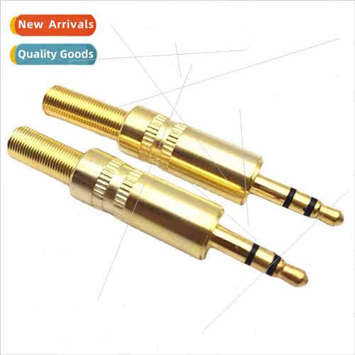 Gold-plated glossy 3.5mm plug small three-prong gold-plated