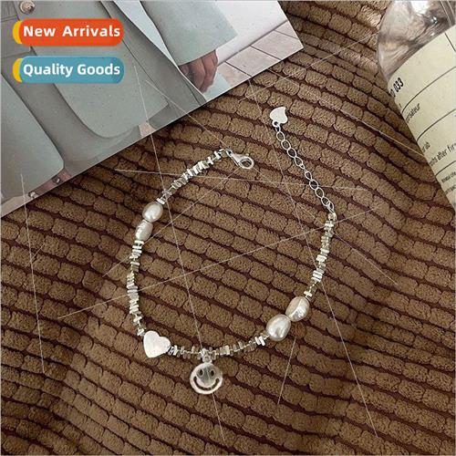 Beaded crushed silver pearl heart patchwork bracelet women 2