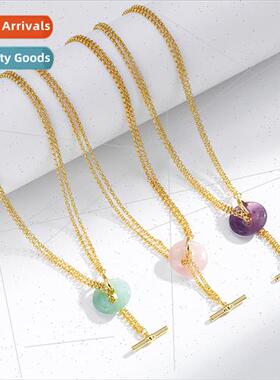 OT clasp necklace women copper plated natural gemstone adjus
