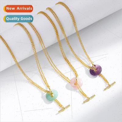OT clasp necklace women copper plated natural gemstone adjus