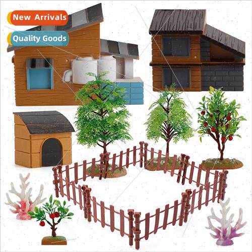 Poultry farm props greenery dog house house fence model sets
