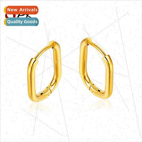 Korea fashion simple tanium steel oval earrings stainless st
