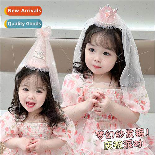 Girls veil princess dress crown headdress birthday hair band
