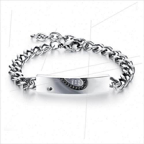 Tanium Steel Couple Bracelet Classic Puzzle Heart Couple Bra
