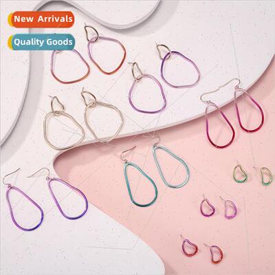 Autumn winter new geometric illusion circle line earrings fe