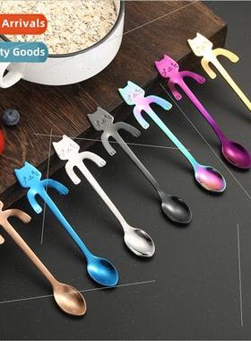 304 gold coffee spoon creative cartoon cute cat dessert spoo