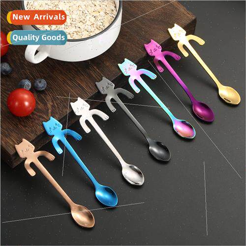 304 gold coffee spoon creative cartoon cute cat dessert spoo