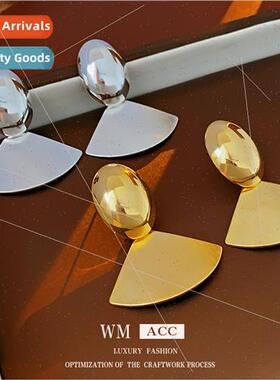 silver needle fan earrings Europe earrings fashion niche wor