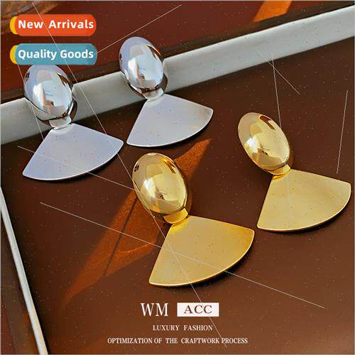 silver needle fan earrings Europe earrings fashion niche wor