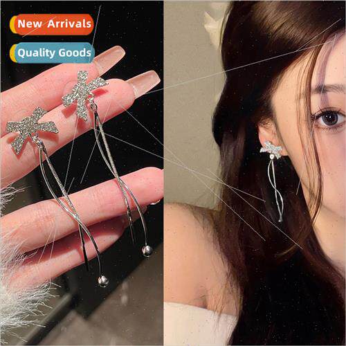 Celebry bow long tassel earrings niche lady earrings tide fe