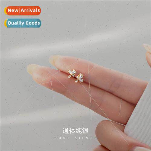 925 silver plated flower earrings female simple compact stud
