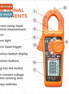 200A AC DC Clamp Multimeter Auto Ranging Intelligent Anti-Bu