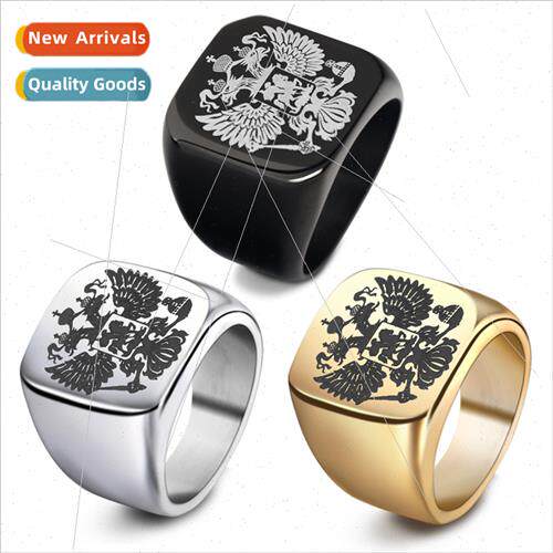 Stainless Steel Men Ring Russian Tanium Men Ring Double Eagl