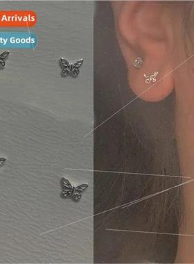 2022 summer new mini silver small butterfly earrings INS hun